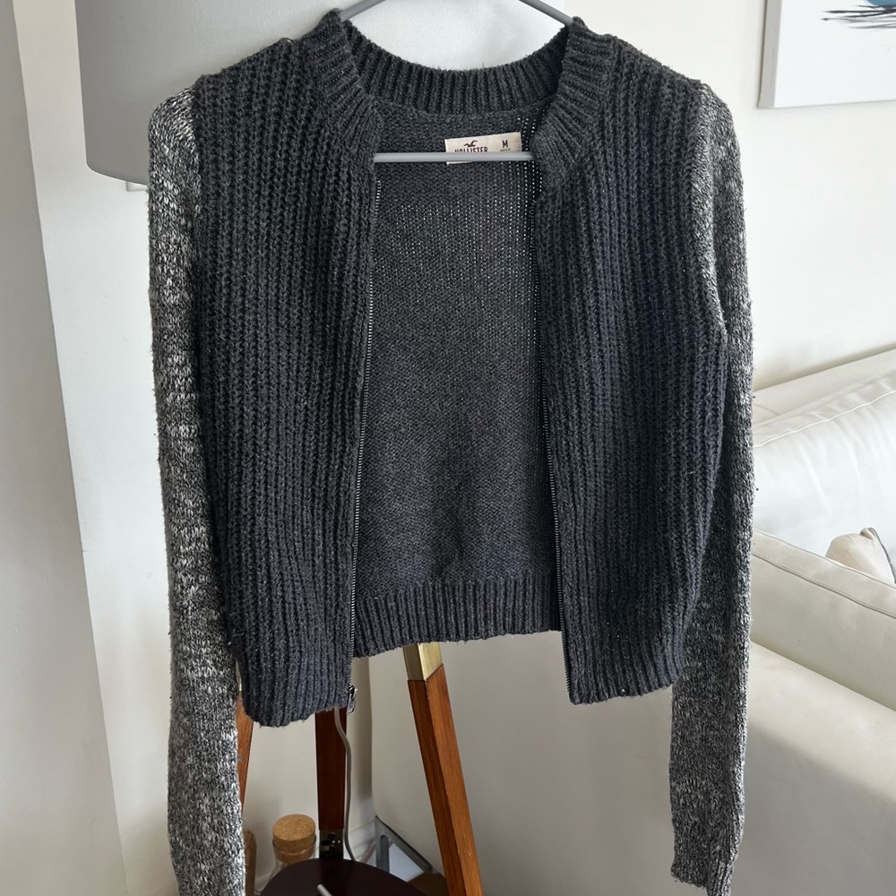 Hollister Gray Zip-Up Sweater